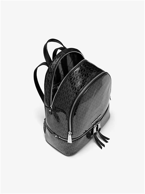 michael kors rhea glossy backpack|Michael Kors large backpack women.